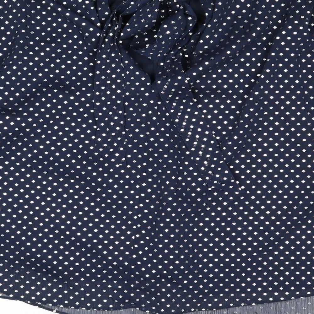 Marks and Spencer Womens Blue Polka Dot Polyester Basic Blouse Size 14 V-Neck