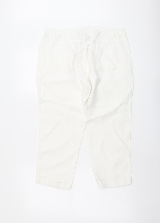 BC Clothing Womens White Linen Trousers Size 10 L23 in Regular Drawstring