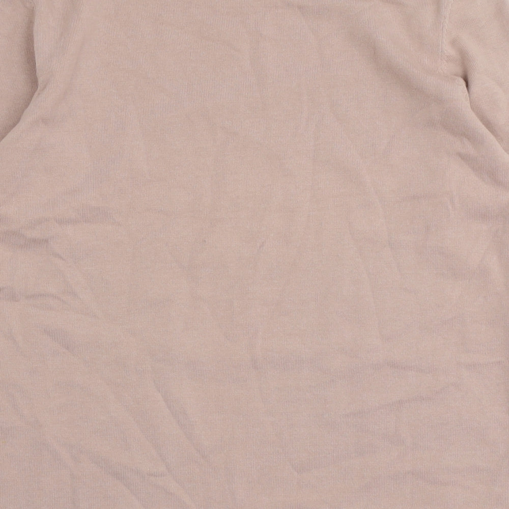 Damart Womens Pink Round Neck Floral Cotton Pullover Jumper Size 14 - Lace Overlay