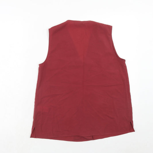 French Connection Womens Red Polyester Basic Tank Size S V-Neck