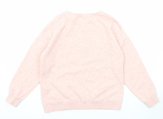 Zara Girls Pink Geometric Polyester Pullover Sweatshirt Size 13-14 Years Pullover - Heart Pattern