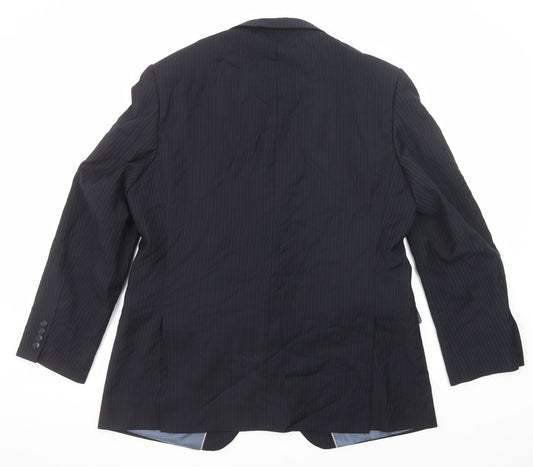 Marks and Spencer Mens Blue Striped Polyester Jacket Suit Jacket Size 44 Regular
