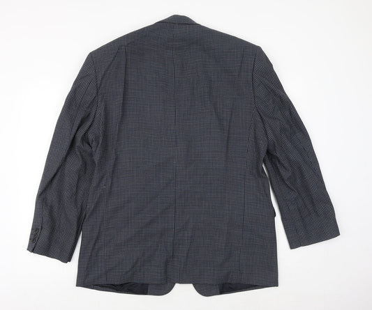 Marks and Spencer Mens Blue Geometric Wool Jacket Suit Jacket Size 42 Regular