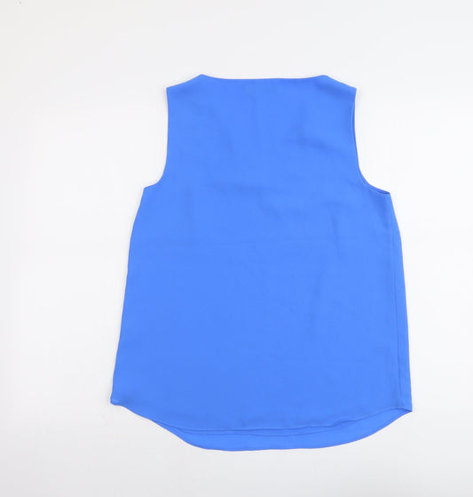 Dunnes Stores Womens Blue Polyester Basic Tank Size 10 V-Neck