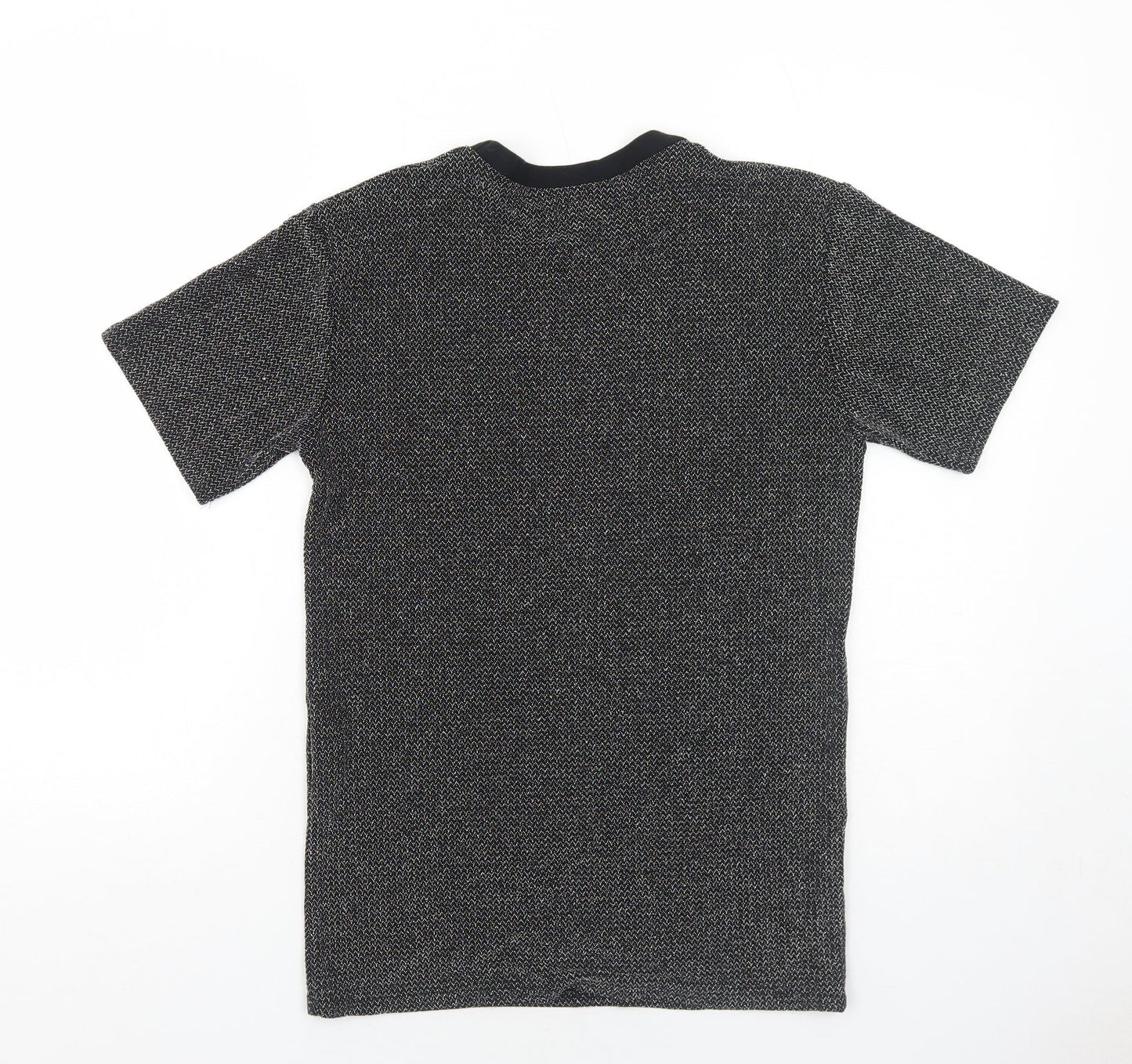Reclaimed Vintage Womens Black Geometric Polyester Basic T-Shirt Size S Round Neck