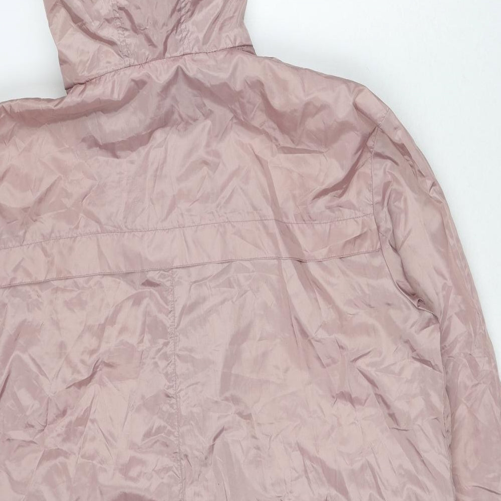 Brand and care label for ASOS women’s pink jacket, size UK 12, zip