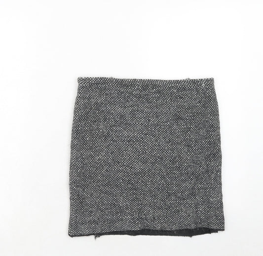 Maria Bellentani Womens Grey Geometric Acrylic A-Line Skirt Size 8