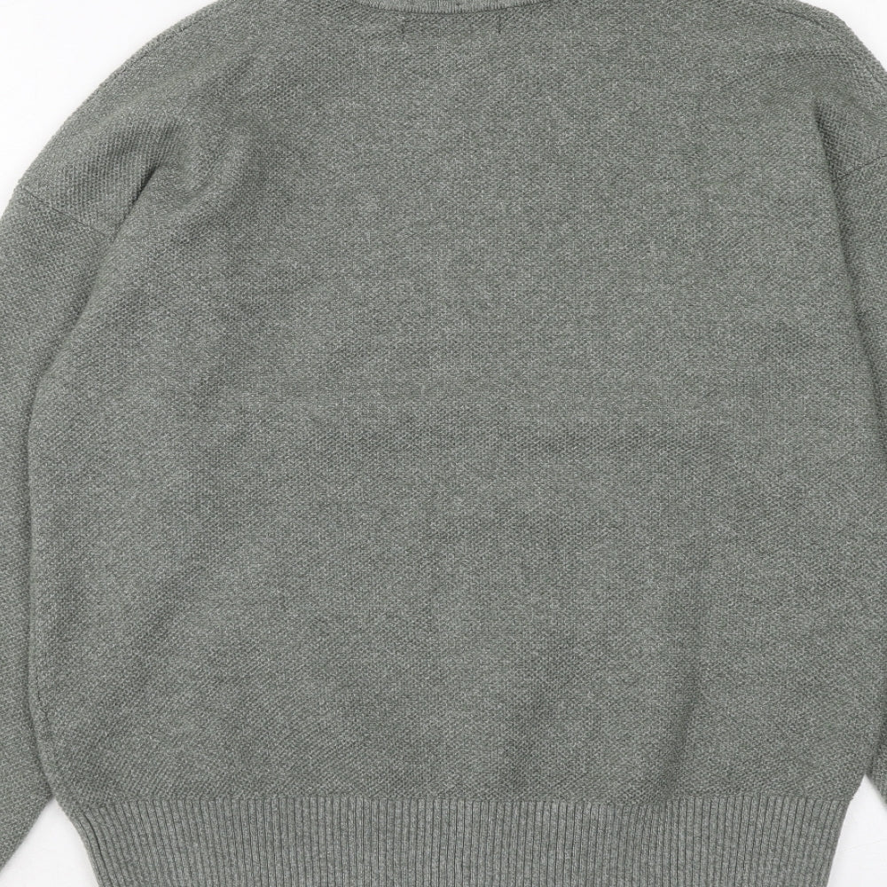 Marks and Spencer Womens Green High Neck Polyester Henley Jumper Size S