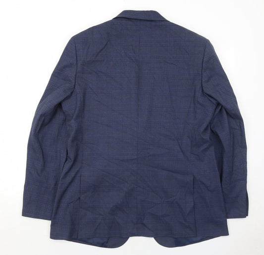 Marks and Spencer Mens Blue Geometric Polyester Jacket Suit Jacket Size 44 Regular