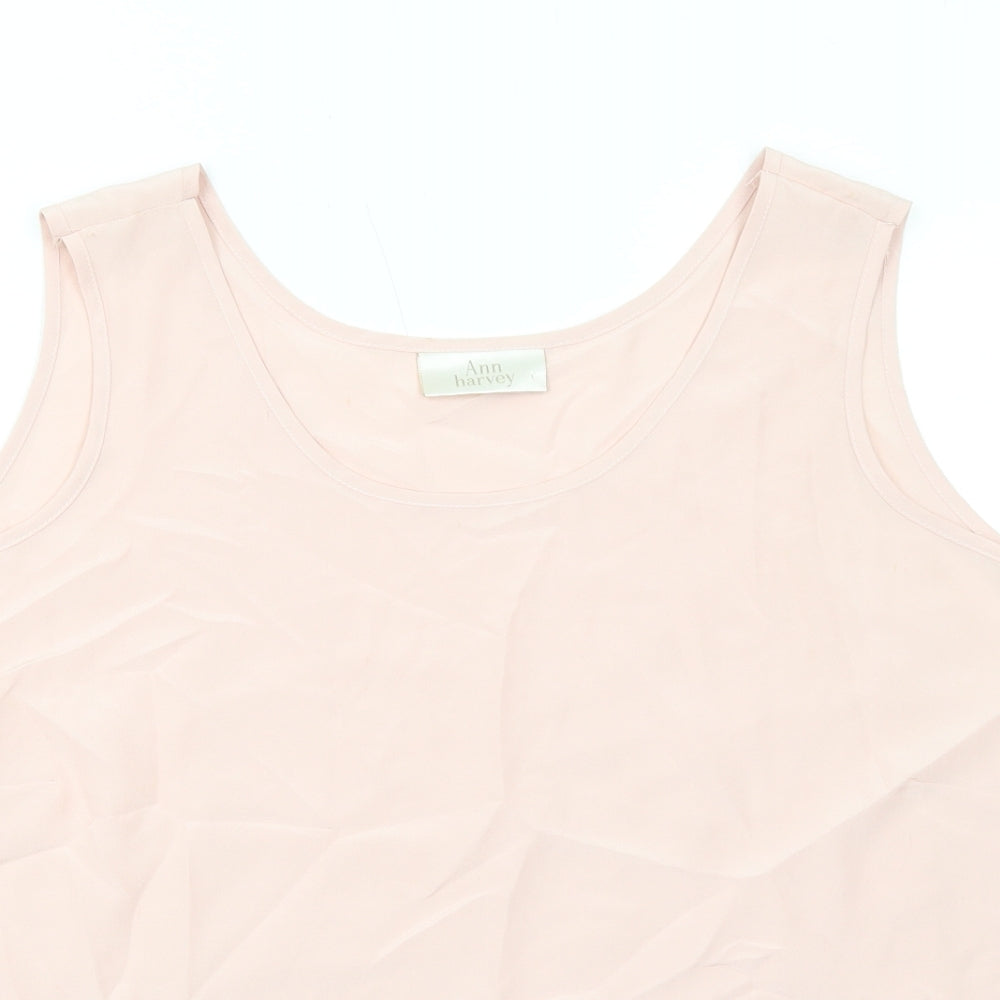 Ann Harvey Womens Pink Polyester Basic Tank Size 12 Round Neck