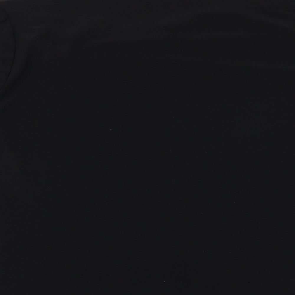 Anna Rose Womens Black Polyester Basic T-Shirt Size 2XL V-Neck
