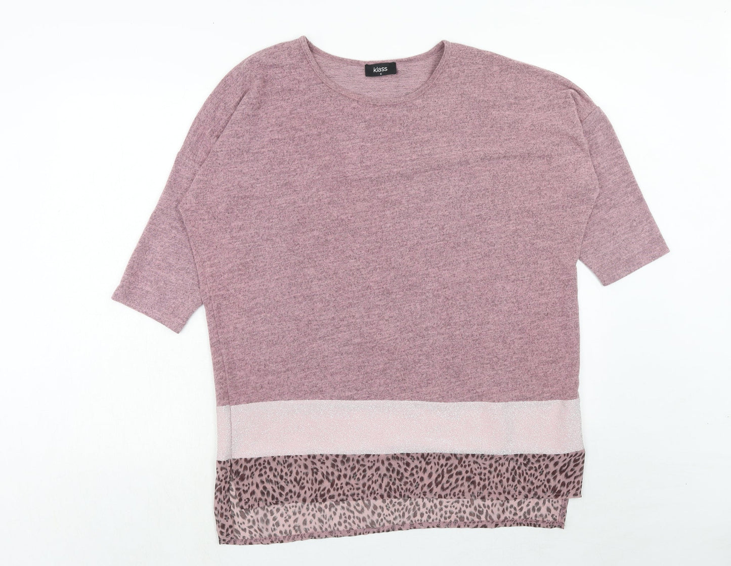 Klass Womens Pink Viscose Basic T-Shirt Size S Round Neck