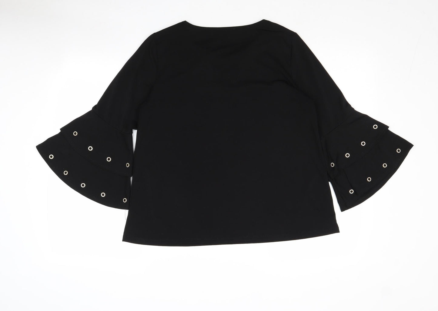 Klass Womens Black Polyester Basic Blouse Size M V-Neck