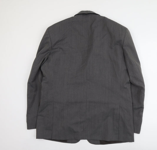 Pin stripe Mens Grey Polyester Jacket Suit Jacket Size L Regular