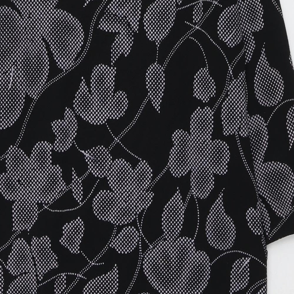 Brand and care label for Roman women’s black floral polyester sheath, size UK 10, boat neck pullover