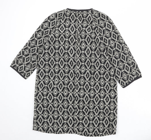 Suite Blanco Womens Black Geometric Kimono Jacket Size XS