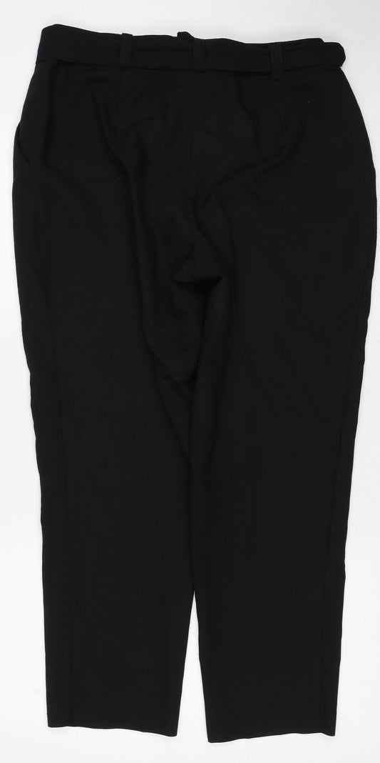 Dorothy Perkins Womens Black Polyester Trousers Size 14 Regular Zip