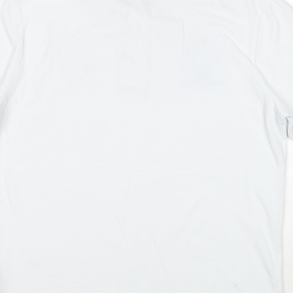 Brand and care label for UEFA EURO men’s white cotton polo, size L, collared pullover - euro 2020