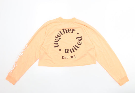 River Island Girls Orange Polyester Pullover Sweatshirt Size 11-12 Years Pullover - Cropped