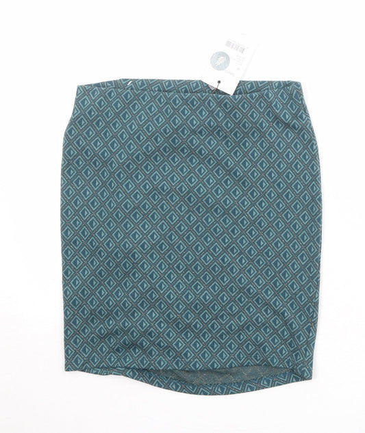 COTTON CLUB Womens Green Geometric Polyester Bandage Skirt Size M