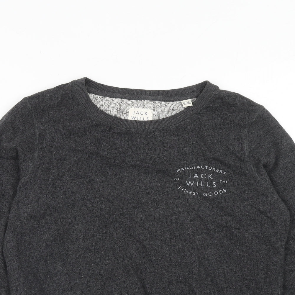 Jack Wills Womens Grey Cotton Pullover Sweatshirt Size 6 Pullover