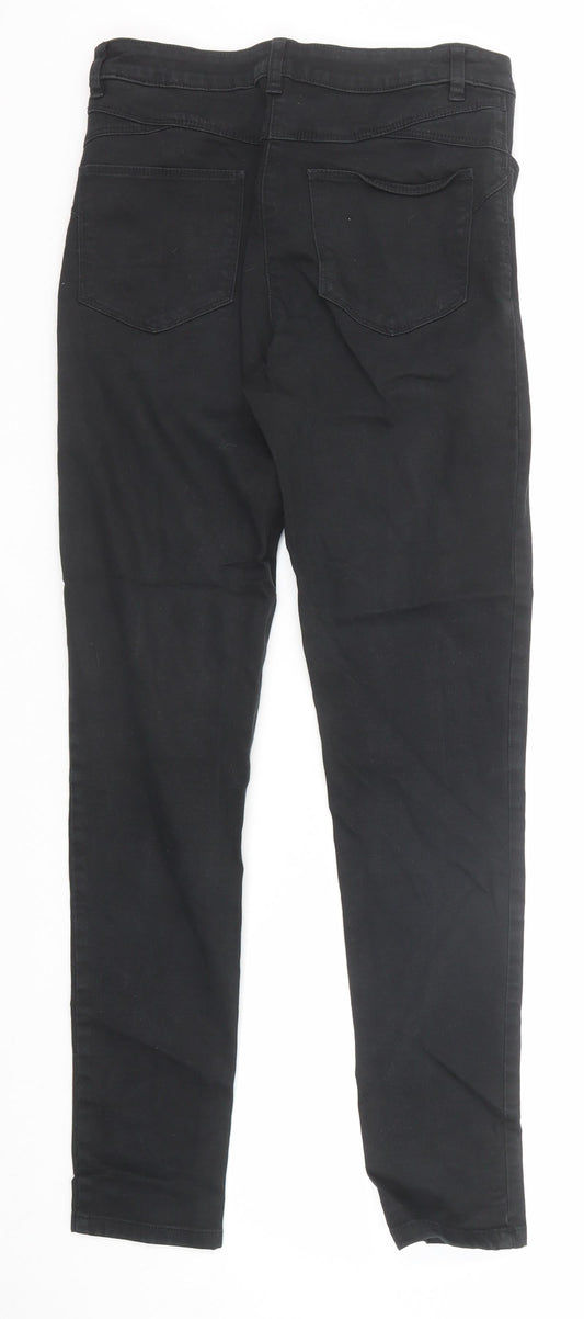 Marks and Spencer Womens Black Cotton Skinny Jeans Size 10 Regular Zip