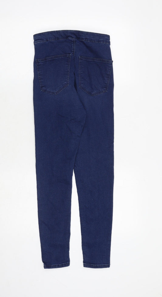 Topshop Womens Blue Cotton Skinny Jeans Size 28 in Regular Zip