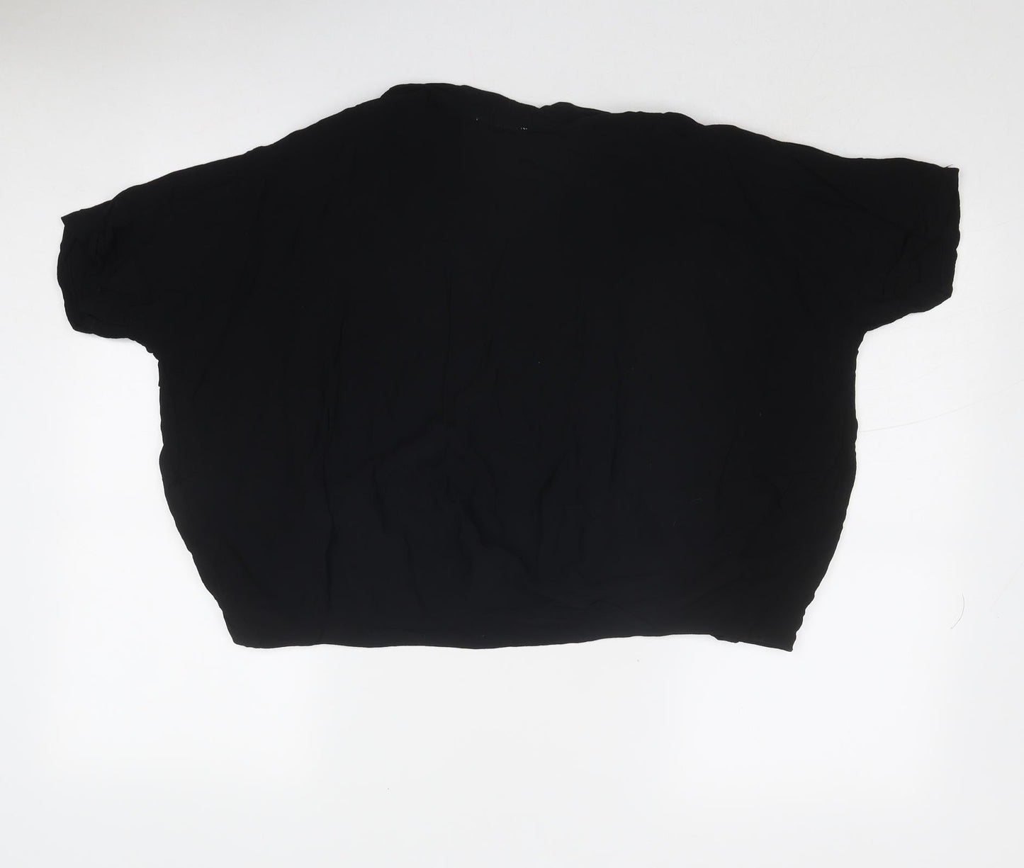 Lamorena Womens Black Polyester Basic Blouse Size 10 Round Neck