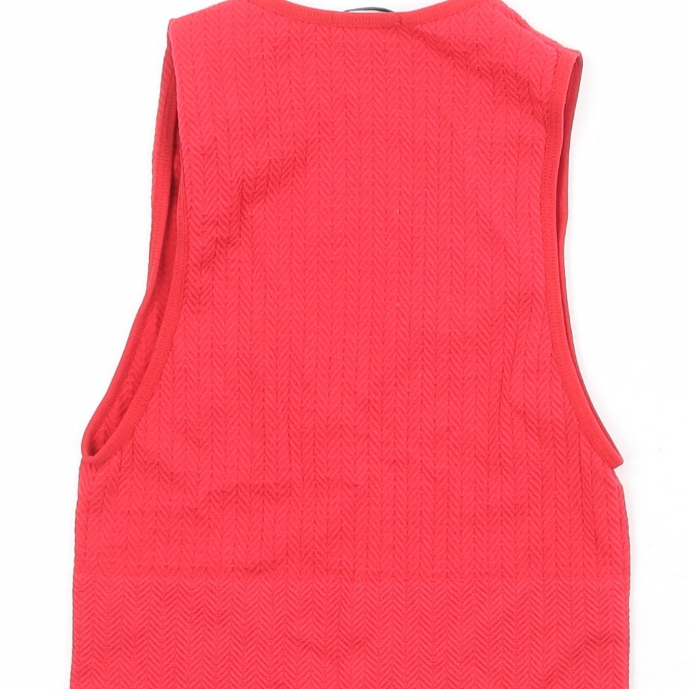 Stradivarius Womens Red Polyester Cropped Tank Size XS V-Neck