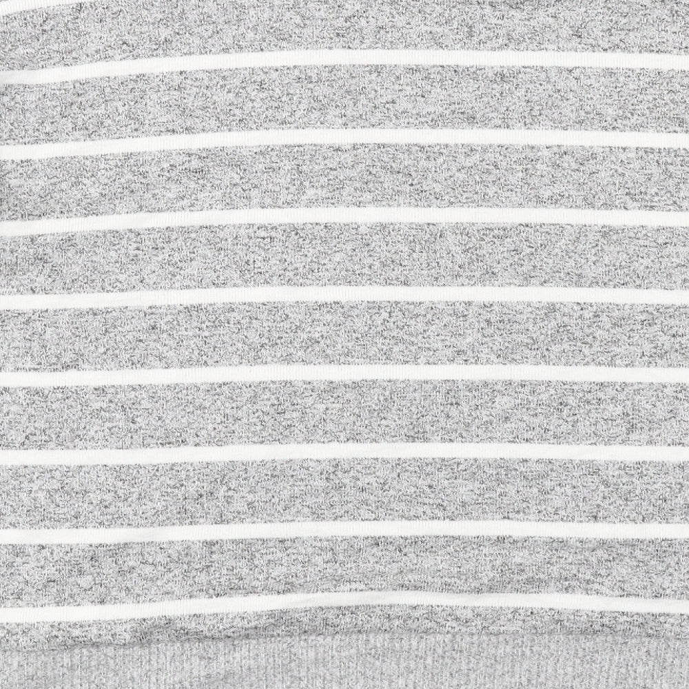 Marks and Spencer Womens Grey Round Neck Striped Viscose Pullover Jumper Size 10
