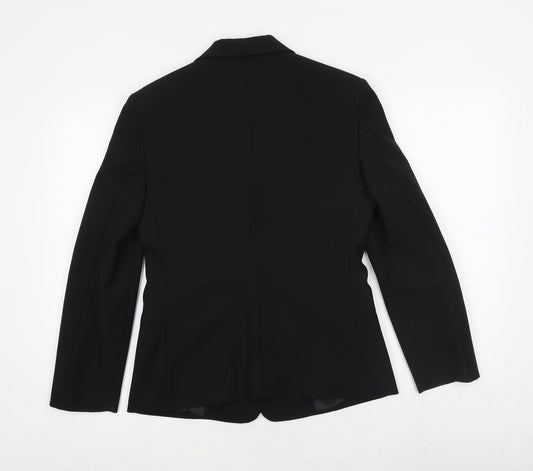 United Colors of Benetton Womens Black Polyester Jacket Suit Jacket Size 14
