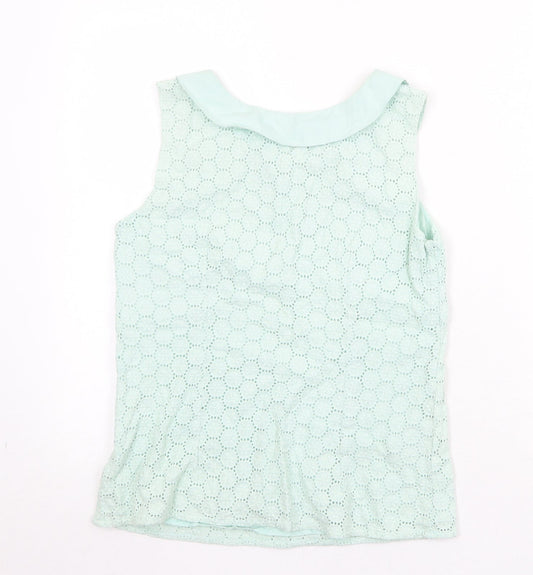 Boden Womens Green Geometric 100% Cotton Basic Tank Size 8 Collared