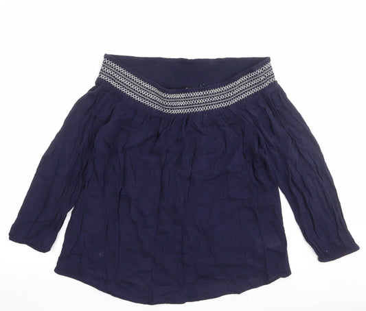 Gap Womens Blue Viscose Basic Blouse Size S Off the Shoulder