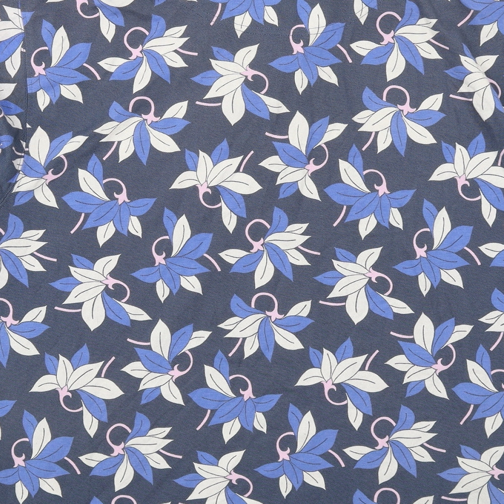 Cutter & Buck Mens Blue Floral Cotton Polo Size S Collared Button