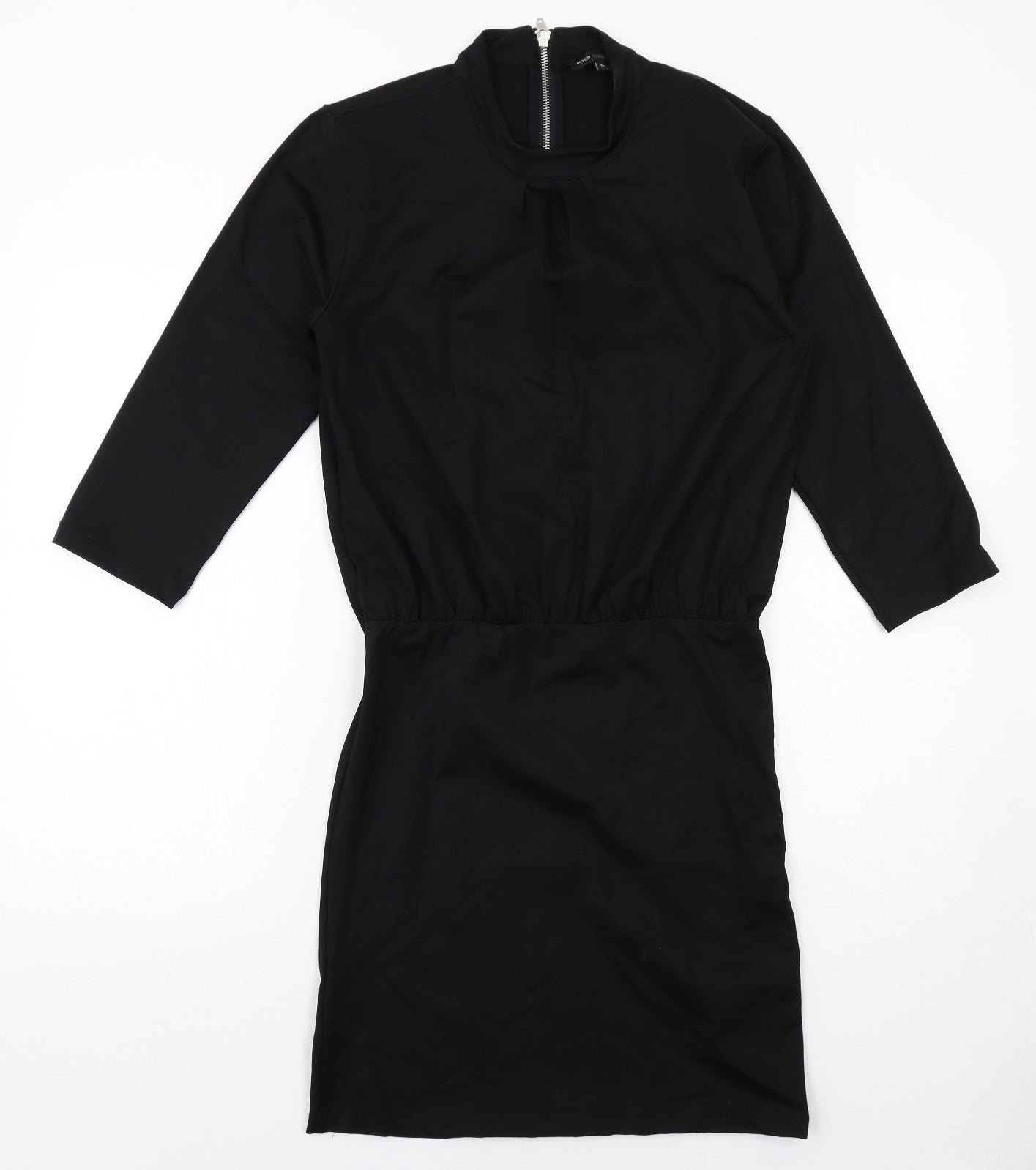 Moss Copenhagen Womens Black Polyamide Shift Size M Round Neck Zip