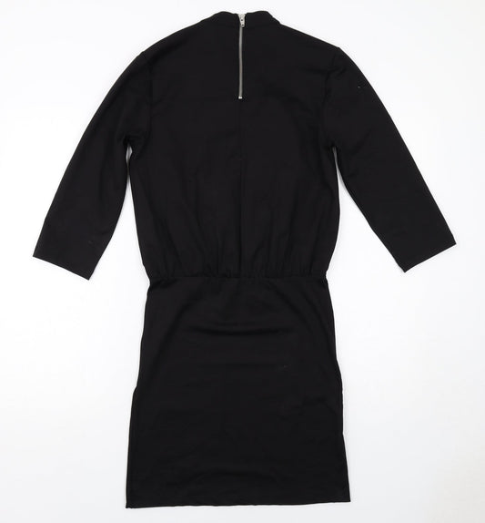 Moss Copenhagen Womens Black Polyamide Shift Size M Round Neck Zip