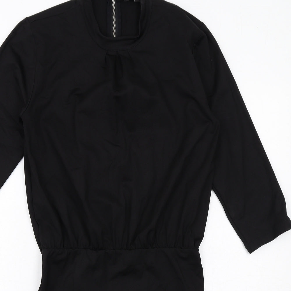 Moss Copenhagen Womens Black Polyamide Shift Size M Round Neck Zip