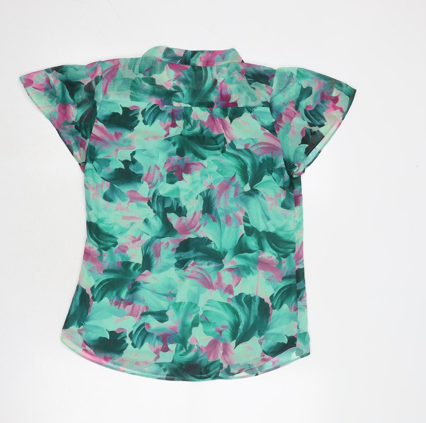 Portmans Womens Green Geometric Polyester Basic Blouse Size 6 V-Neck
