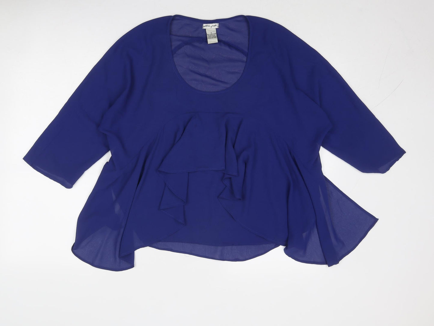 Ultra Pink Womens Blue Polyester Basic Blouse Size L Round Neck