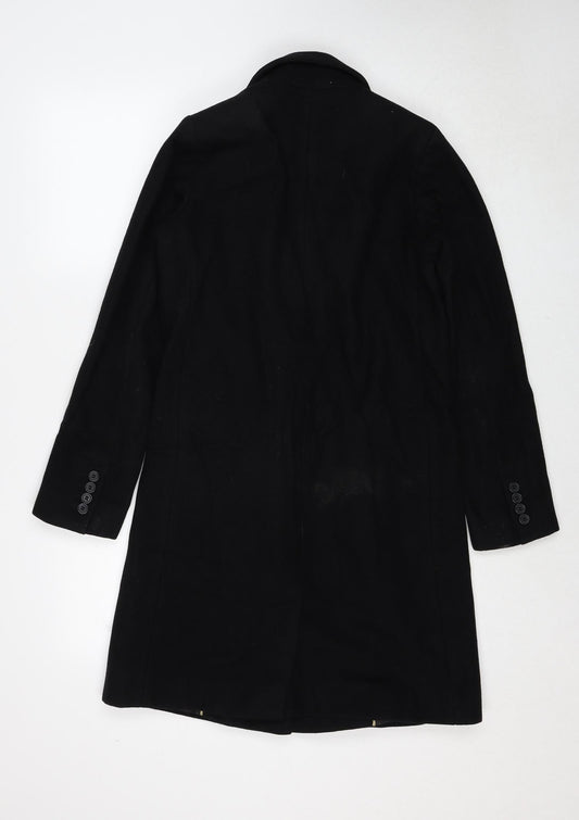 Laura Clement Womens Black Overcoat Coat Size 8 Button