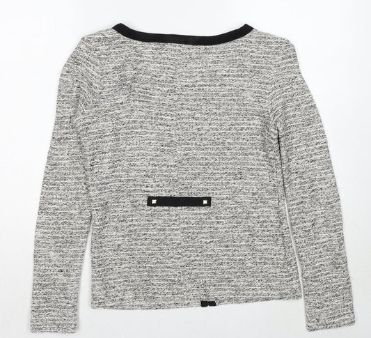 Blanco Tricot Womens Grey Geometric Jacket Size S Hook & Eye