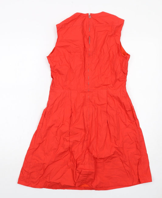 Gap Womens Red Cotton Shift Size 4 V-Neck Zip