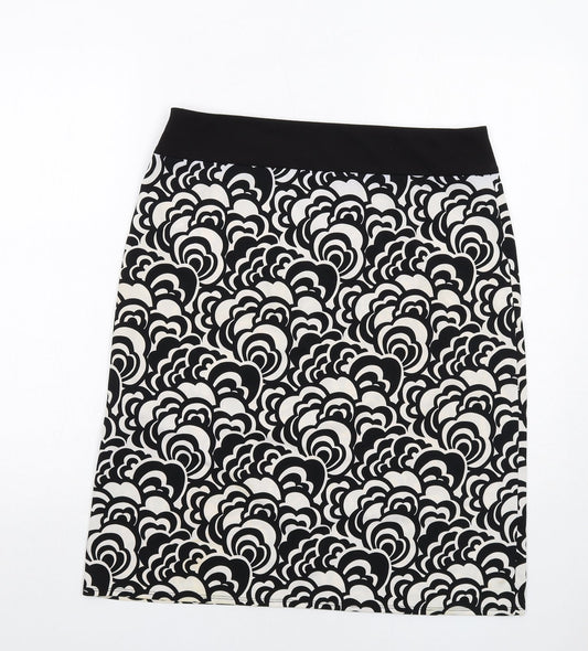 Tahari Womens Black Geometric Polyester A-Line Skirt Size 8 Zip