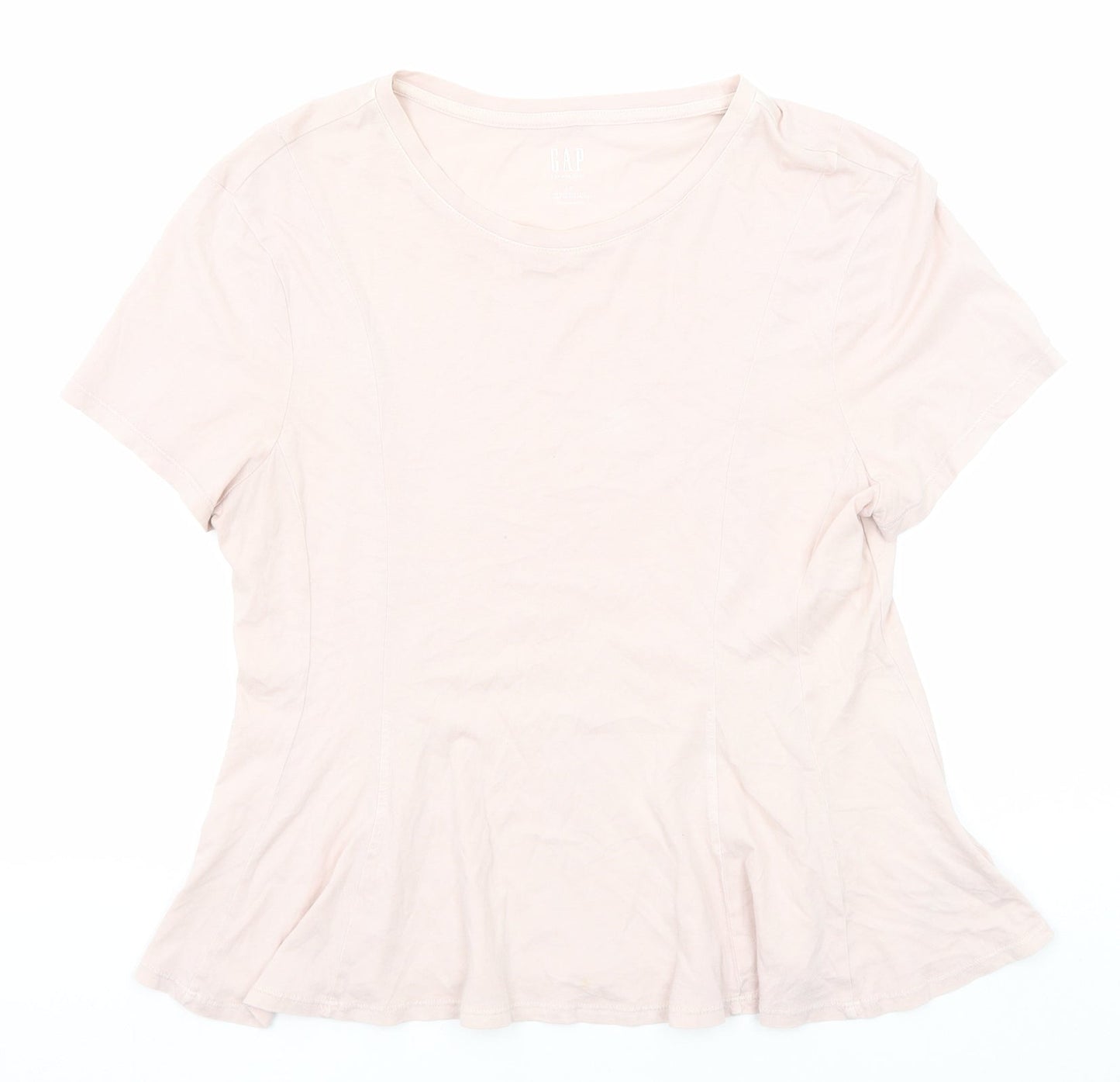 Gap Womens Pink Cotton Basic T-Shirt Size L Round Neck