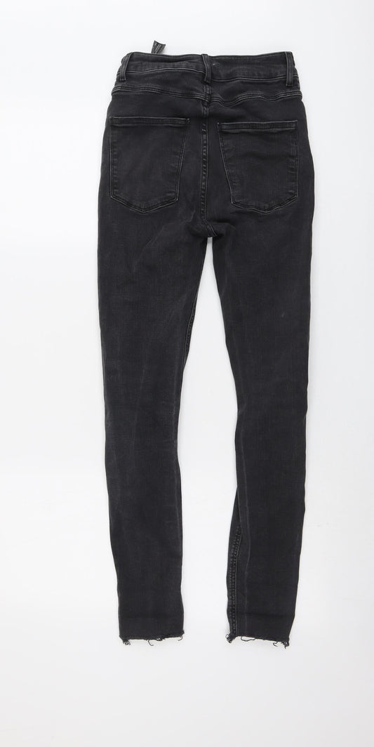 Zara Womens Grey Cotton Skinny Jeans Size 6 L27 in Regular Button