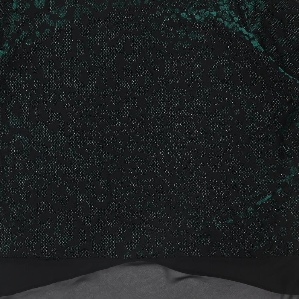 Anna Rose Womens Green Animal Print Polyester Basic Blouse Size XL Boat Neck