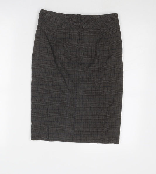Topshop Womens Grey Plaid Polyester A-Line Skirt Size 8 Zip