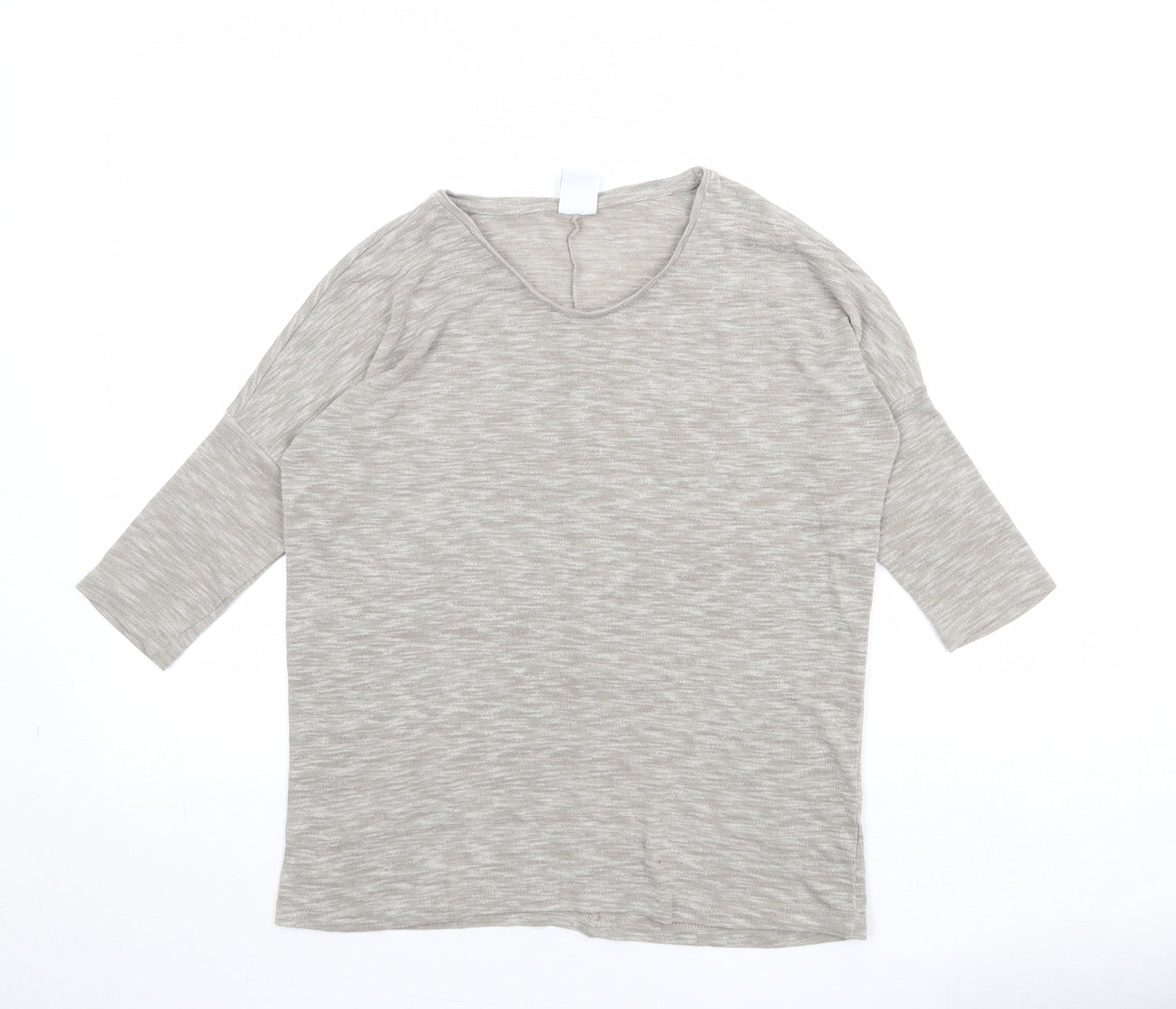 VERO MODA Womens Beige Polyester Basic T-Shirt Size S Scoop Neck