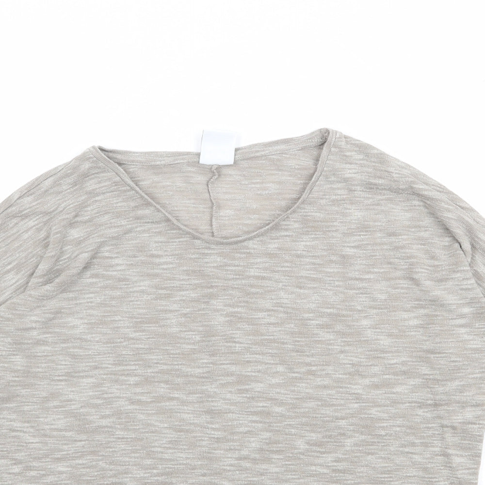 VERO MODA Womens Beige Polyester Basic T-Shirt Size S Scoop Neck