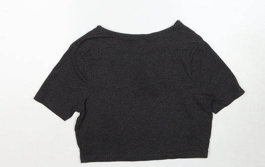 Brave Soul Womens Grey Polyester Basic T-Shirt Size XS Boat Neck